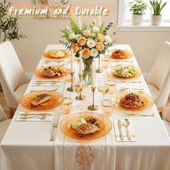 Rubtlamp 350-Pc Orange Gold Plastic Dinnerware Set for 50 Guests