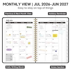 Academic Planner 2026-2027, Weekly and Monthly Calendar (6.4″x8.5″) A5 A.Black