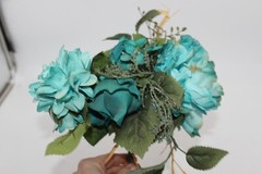 Bridal Wedding Bouquet Fall Turquoise Teal 12″ Romantic White Green Hydrangea