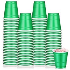 100 Pack 2 oz Plastic Shot Cups – Mini Disposable Glasses – Green