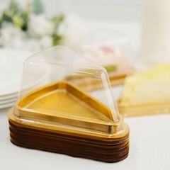 50 GOLD CLEAR Triangle Cake Slice Boxes Plastic Wedding FAVOR HOLDERS Events