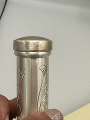 Vintage Silver Pewter Engraved Marriage Certificate Scroll Holder Tube In Box