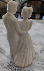 Vintage Lenox Wedding Promises First Dance Bride & Groom Cake topper Gold Accent