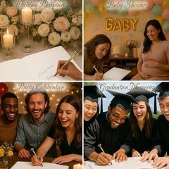 Guest Book Set W/ Diamond Pen & Stickers Weddings Baby Showers Parties New
