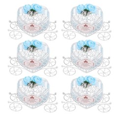 6Pcs Multi Color Iron Candy Boxes Wedding Favor Carriage Tabletop Centerpiece