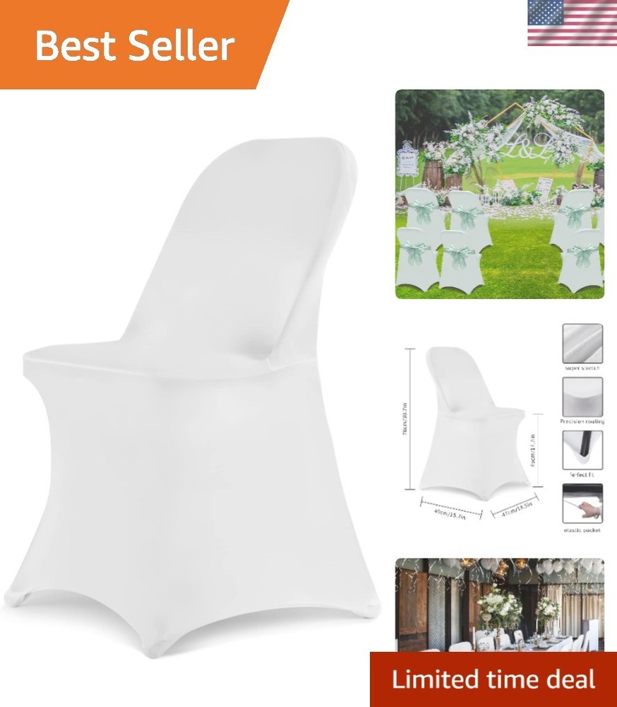 Universal White Spandex Chair Covers 50PCS – Perfect for Weddings & Banquets