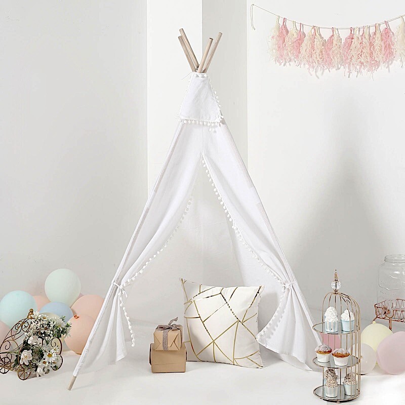 White Teepee PLAY TENT for Kids Indoor Outdoor Children Playhouse Playroom Home