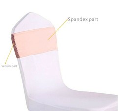 rose gold blue glitter sequin chair bands spandex sashes tie bow ribbon wedding