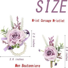 2-Pc Purple Silk Floral Corsage & Boutonniere Collection for Weddings & Proms