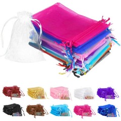 100/200pc Drawstring Organza Gift Bags Wedding Party Favor Candy Jewelry Pouches