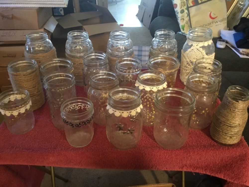 Assorted Decorated Jar w/8 Battery Operated Candle Lights