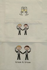 3PC Groom and Groom Wedding Gift His and His Towel Set Formal Champagne Tuxedo
