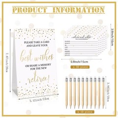50 Pieces Gold Retirement Party Advice Cards 10 Pencils Supplies Decor