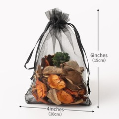 100PCS Black Organza Bags 4×6 for Elegant Gifts – Versatile Drawstring Pouches