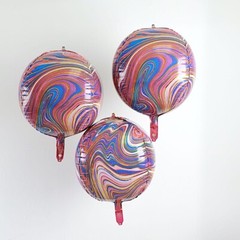 13-Inch wide 4D Round Orbz Marble Mylar Foil Balloons Party Wedding Decorations