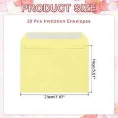 20 Pcs Self Sealing Envelopes 7.8×5.5 Inch for Invitations A7 Light Yellow