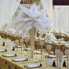 24″ Gold Crystal Beaded Trumpet Vase Centerpieces Set of 2 Wedding Decor, New
