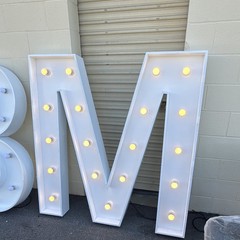 White Lighted Marquee Letter Set w/ # Sign – M B A F Letters