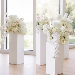 5PCS Metal White Cake Display Pedestal Stands Square Pillars for Party Wedding