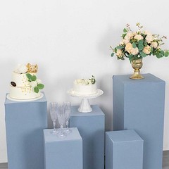 5 DUSTY BLUE Fitted Spandex Rectangular Display STAND COVERS Set Decorations