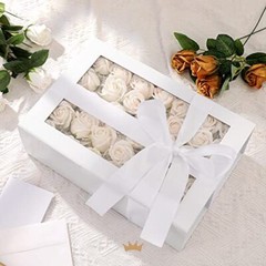 Large White Gift Box with Window, 13.5x9x4.1 Inches Clear Gift White-Pack of 1