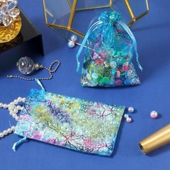 50/100Pcs Sheer Coralline Organza Gift Bags Jewelry Pouches Party Wedding Favor
