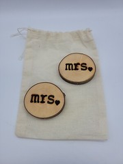 Mrs. And Mrs. Rustic Wood Slice Cake Toppers Lesbian Wedding Engagement New