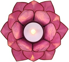Ebros Seashells Lotus Flower Votive Tea Light Candle Holder 4.25″D (Coral Pink)