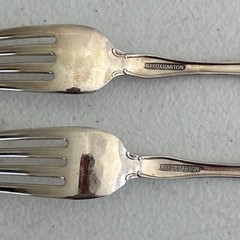 New 18/10 Reed & Barton Gold 2 piece Fork Set WEDDING / Engraved I Do and Me Too