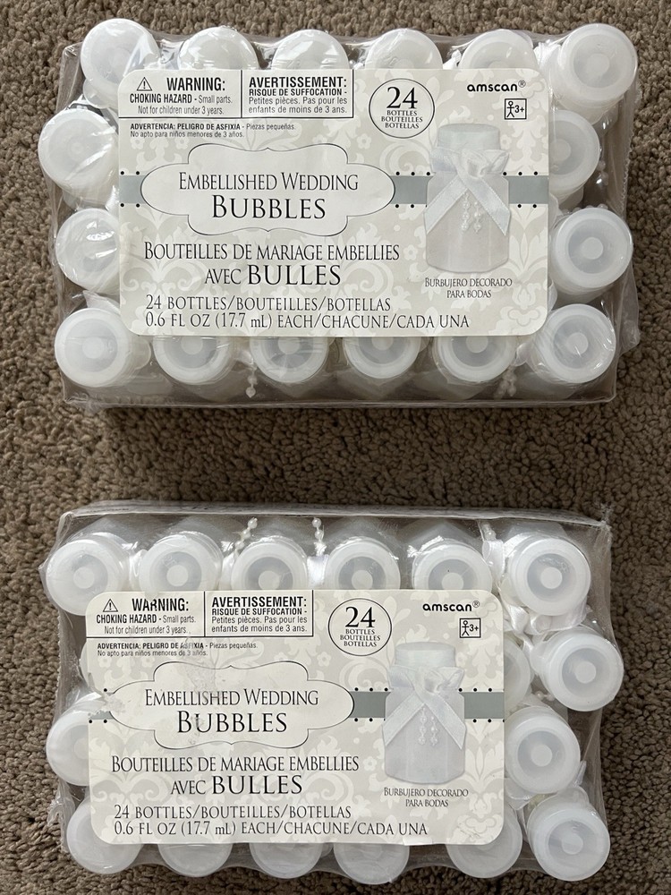 2, 24 ct. Packages (48) Of 0.6 fl oz Embellished Wedding Bubbles NEW / SEALED