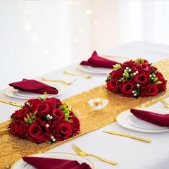 Flower Balls Wedding Rose Centerpieces: Pcs Red Fake Flowers Kissing 2 Crimson