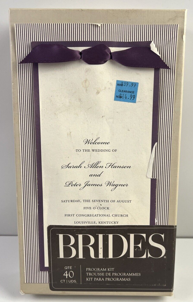 Wedding Collection 160 Program Papers Kit 40 Backers/Ribbons New Opened