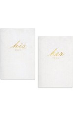 Velvet Vow Books, 2 Pieces Ivory Wedding Vow Book His and Hers 22 Pages