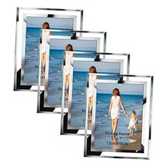 Bulk 5×7 Picture Frames, 4 Packs Silver Photo Frames 5 by 7, 5×7-4 Frames