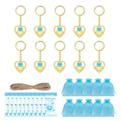 10Pcs Heart Shape Baby Feet Keyrings For Baby Showers Gender Announcement Gift
