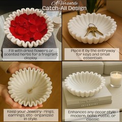 HandCrafted Marble Ruffle Bowl/Antique Scallop Bowl/Fruit 7 Inches