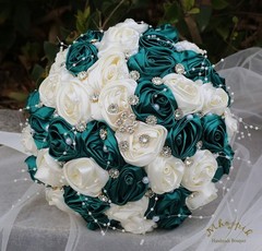 Wedding Rose Bouquet – Silk Flowers & Rhinestones