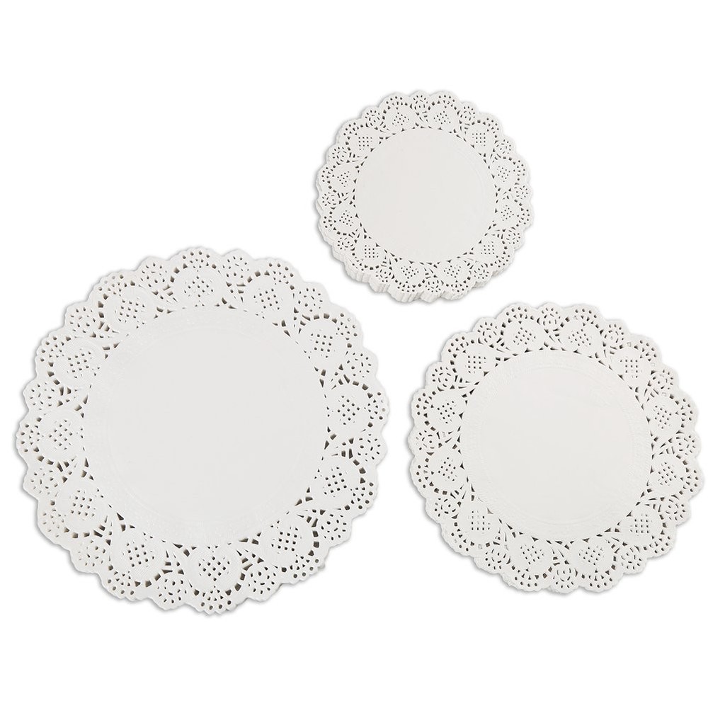 DECORA 180 Pieces White Round Paper 3.5inch,4.5inch,5.5inch, Am118s1p180f