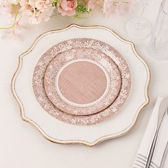 25 NATURAL 9″ Burlap Print Floral Lace Paper Dinner PLATES Party Events Supplies
