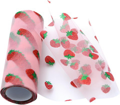 6 Inch X 10 Yards (30 Feet) Shiny Strawberry Tulle Rolls Mesh Shiny Fabric Ribbo