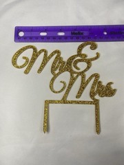 Gold Glitter ‘Mr And Mrs’ Cake Topper