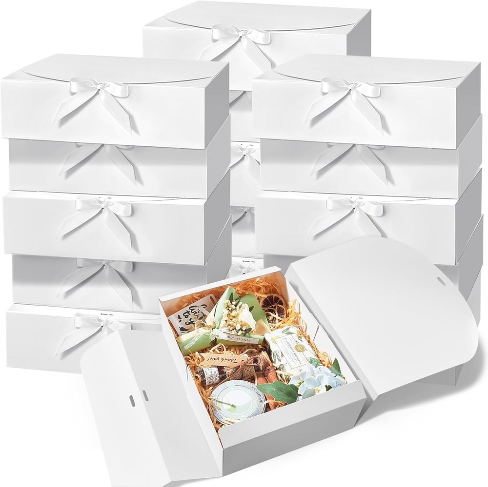 15 PCS Gift Boxes W/ Lids 10.6 x 7.8 x 3.1 Inches Bridesmaid Gift Boxes White