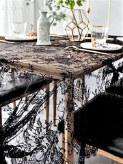 Lace Tablecloth Overlay Rose Vintage 120″ x 60″ (Rectangular) Black