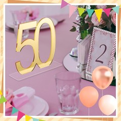 Threehoney 6 Pcs Mirror Gold 50th Birthday Decorations for Men and Women