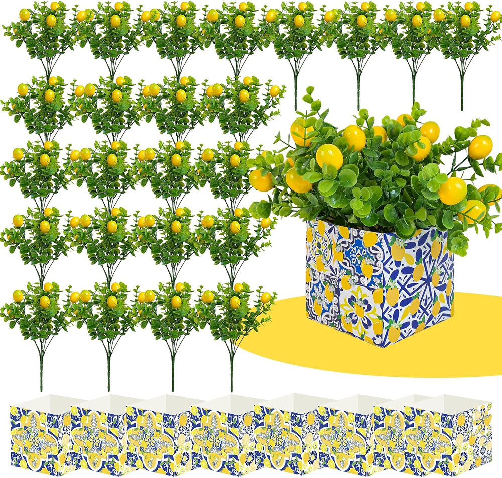 8 Sets Blue Tiles Lemon Table Centerpiece Decor – Amalfi Coast Party