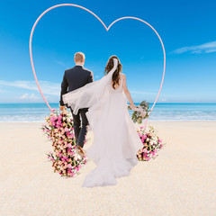 Pink Heart Shaped Backdrop Stand Weddings Bridal Shower Decoration 8.2ft x7.8ft