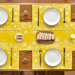 Artoid Mode Yellow Bloom Flowers Floral 12″ x 18″, Rectangular 4 Pcs,