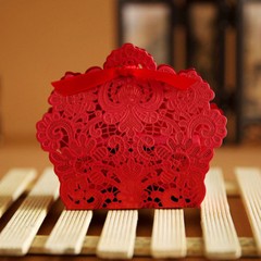 50PCS Red Lace Paper Box for Party Gift Wedding Favors Candy Box Jewelry Packing