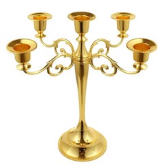 FANWNKI 5-Candle Metal Candelabra 10.2 Inch Tall Candlestick Gold-regular