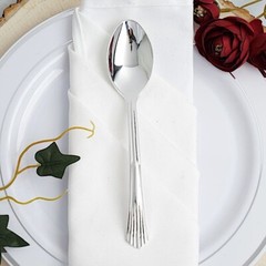 Plastic SILVER SPOONS Disposable Party Home Elegant Light Gray Catering Home